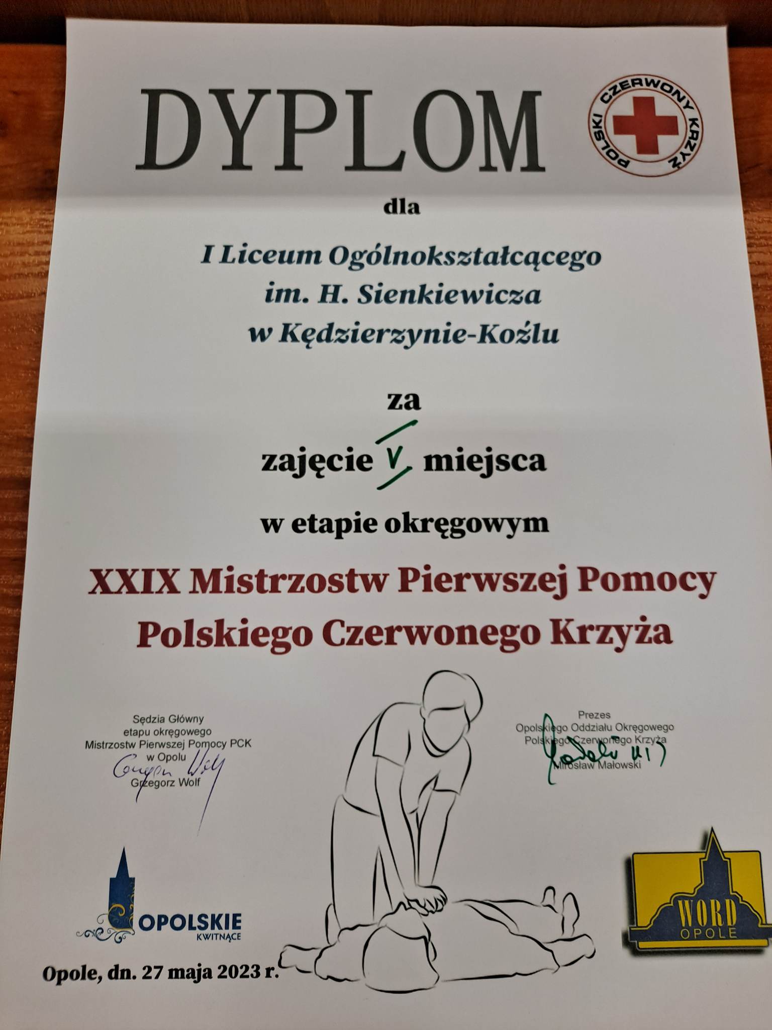 Rejonowe zawody Drużyn Pierwszej Pomocy w Opolu z udziałem I LO, maj 2023